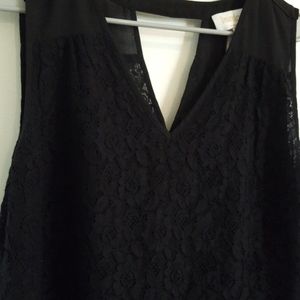 Laundry by Shelli Segal Black Lace Tank L